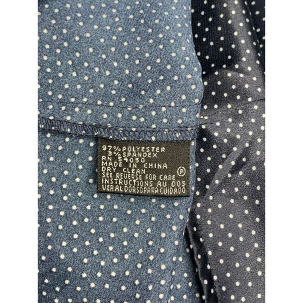 New Kasper Blouse Womens 12‎ Navy Polka Dot Button Up Long Sleeve Soft Collared - Picture 4 of 7